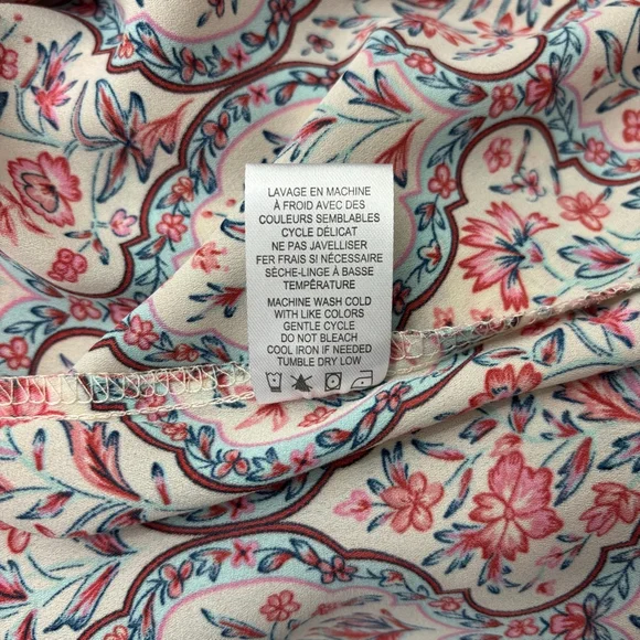 Women's Anthropologie Joie Cream Pink Blue Floral Long Sleeve Blouse Size M - Picture 6 of 7
